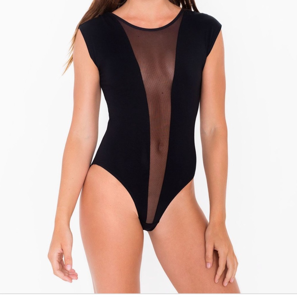 American Apparel Black Mesh Body Suit